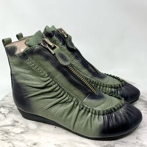 Baluntinuo Ruffled Zip Soft Leather Booties 8 Elfin Fairy Renaissance Goblincore